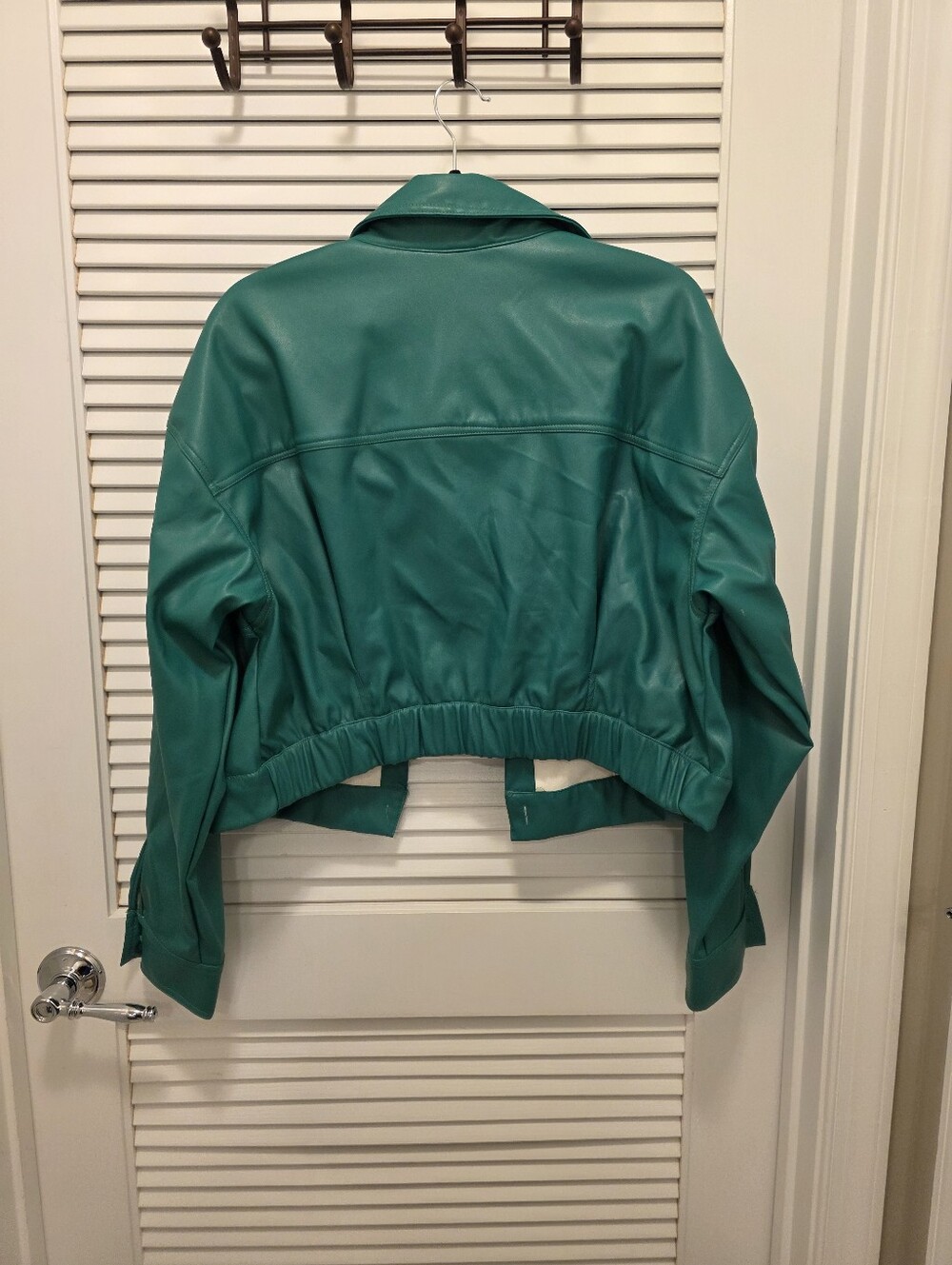 Fashion Nova GREEN Faux Leather Cropped Jacket - Picture 2 of 6